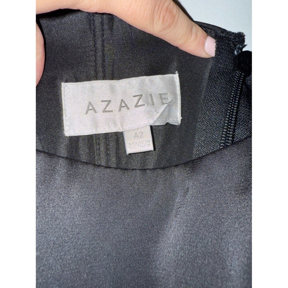 Azazie Black Bridesmaid Dress A2 XS Floor Length Formal Gown Wedding - Picture 5 of 5